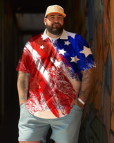 Herrenmode Polo-Kurzarmshirts Amerikanische Flagge Shirts Lässiges Arbeits-T-Shirt Kurzes leichtes Golfshirt